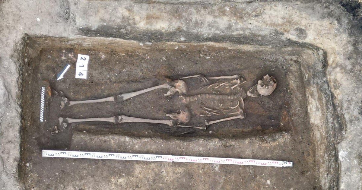 Complete skeleton of medieval knight found under former ice cream parlor in Poland